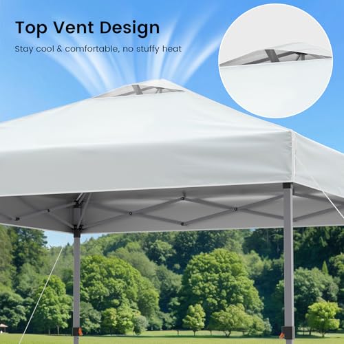 Raynesys Pop Up Canopy Tent with Sidewalls, 10x10ft 10 Person Party Tent One Push Setup, Portable Gazebo Outdoor Sun Shade for Events, Parties, Camping, Commercial, Silver Coated Top, White - color: White