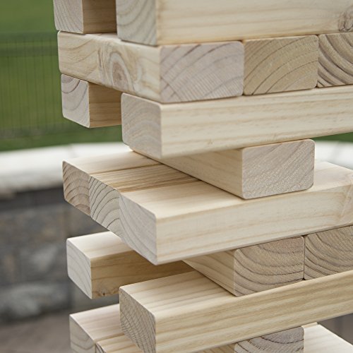 HEY! PLAY! Classic Giant Wooden Blocks Tower Stacking Game, Outdoors Yard Game, for Adults, Kids, Boys and Girls