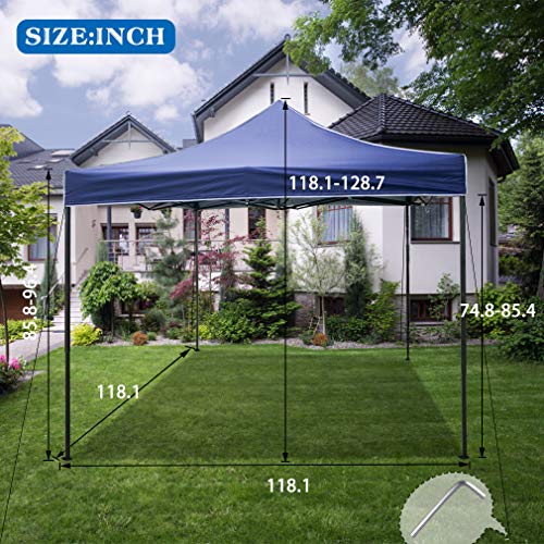 FDW Canopy Tent, Commercial Instant 10x10 Heavy Duty Canopy, 300D Waterproof Adjustable Canopy with Wheeled Carry Bag, 4 Sandbags and 4 Stakes - color: Blue
