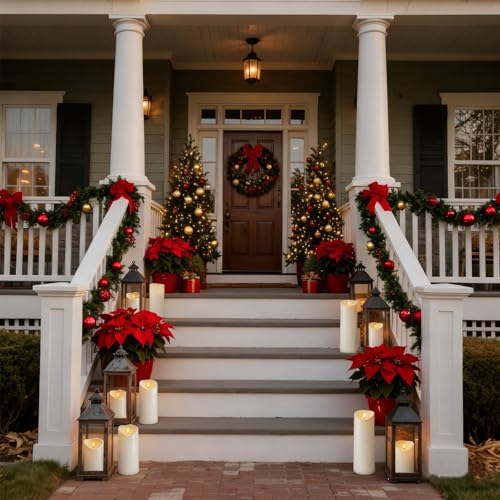 Homemory 4"x6" Outdoor Waterproof Flameless Candles with Timers and Remote Control, Battery Operated Candles, LED Plastic Candles, Ivory White, Set of 2 - color: Ivory White, size: 4"x6"