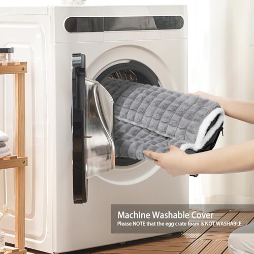 Orthopedic Dog Bed Large Sized Dog with Pillow 36''X24'', Waterproof Soft Comfortable Egg Crate Foam Pet Crate Beds Mat with Removable Washable Cover and Non-Slip Bottom, Grey - color: Grey, size: 36"l X 24"w X 3.5"th