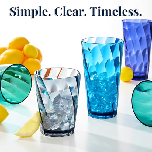 US Acrylic Optix Plastic Reusable Drinking Glasses (Set of 16) 14oz Rocks & 20oz Water Cups in Coastal Colors | BPA-Free Tumblers, Made in USA | Top-Rack Dishwasher Safe - style: 14-ounce/20-ounce