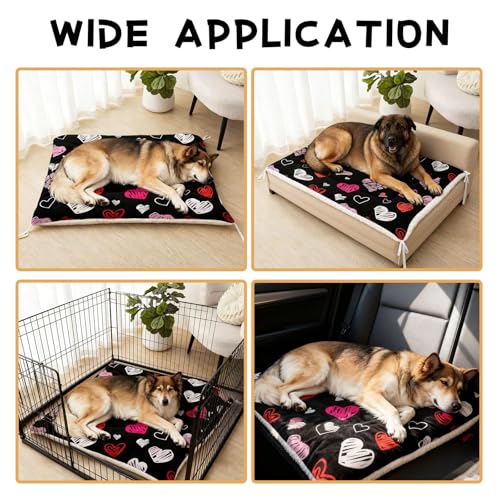 Nttopship Dog Cat Bed Mat Ultra Soft Fluffy Pet Bed Washable Fashion Dog Crate Beds Comfy Comfy Pet Sleeping Pad Suitable for Pet Raised Bed(30"x26",Heart) - color: Heart, size: Medium