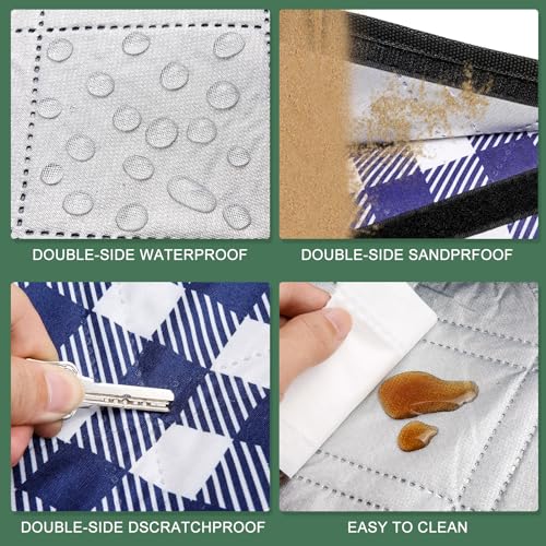 ZUBOND 80''x100'' Extra Large Picnic Beach Blankets Waterproof Sandproof Foldable, Machine Washable Simple Stylish Gingham Outdoor Blankets Grass Lawn Park for Family Camping Party - color: Blue White, size: 6'8" X 8'4" (Rectangular)