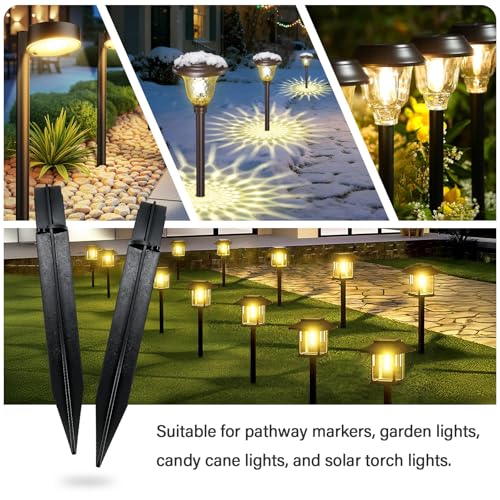 8 Pcs Solar Light Stakes Replacement (Fit for Inner Diameter 0.49-0.5inch),Reinforced Ground Spikes,ABS Plastic Lights Stakes, Ideal for Solar Pathway Lights Garden Torch Lights,Christmas Lights - size: 0.49-0.5 inch