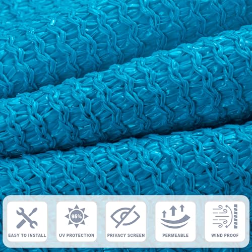Cool Area Sun Shade Cloth with Grommets 6x8 FT Shade Panel Shade Tarp Screen Fabic for Outdoor Patio Pergola Cover Deck Garden, Turquoise Blue - color: Turquoise Blue, size: 0 6'X0 8'
