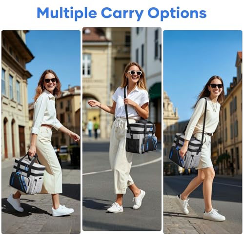 Maelstrom Lunch Box, 20L Insulated Lunch Bag for Men Women, Expandable Double Deck Leakproof Cooler Bag with 6 Pockets, Reusable Lunch Tote Bag for Work, Picnic, Travel, Grey - color: Grey