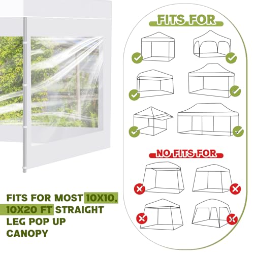 SmoothNovelty 3 Pcs Clear Canopy Sidewalls with Black Storage Bag Window Sidewall for 10 x 10 Inch Tent Waterproof Shade Wall, Sunwalls Only, Canopy Tent Not Included, No Zipper(White) - color: white