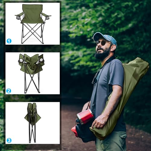 HaSteeL Camping Chair for Adults, Folding Beach Chair Set of 2, Large Foldable Portable Chair for Outdoors Fishing, Hiking, Sporting, Travel, Picnic, Lawn, Hold 275lbs & A Storage Bags (Green) - color: Green