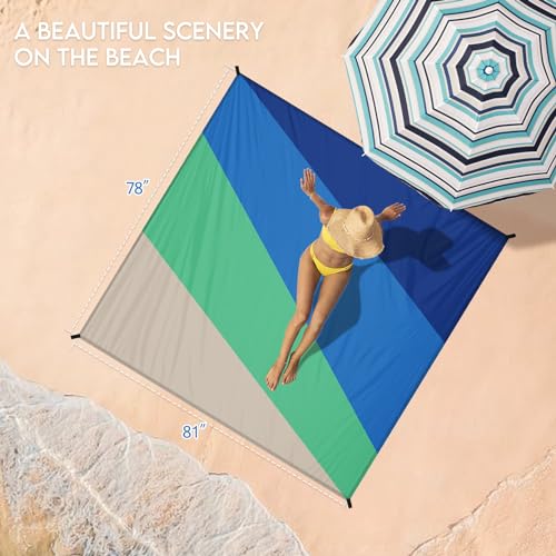 BYDOLL Beach Blanket 78''X81'' Waterproof Sandproof Suits1-4 Adults Oversized Lightweight Large Blanket Picnic Mat for Beach Sand Free Travel Camping Hiking Picnic - color: 4 Slicing, size: 78"x81"