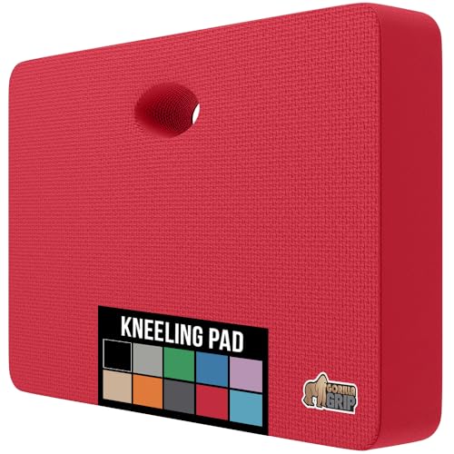 GORILLA GRIP® Extra Thick Patent Pending Soft Foam Kneeling Pad, Supportive Large Cushion Knee Pads for Gardening, Baby Bath Time, Dirt and Water Resistant, Workout and Garden Supplies, 17.5x11, Red - color: Red