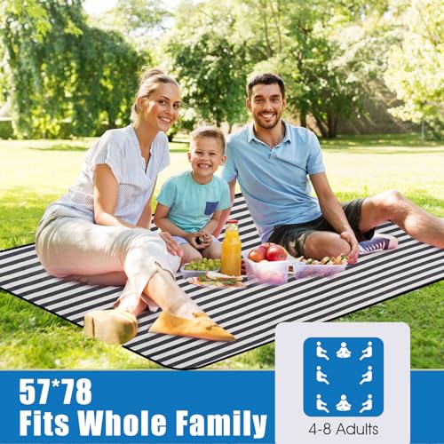 Picnic Blankets Outdoor Extra Large - Waterproof Picnic Blanket with Carry Strap | Machine Washable Picnic Mat with Sandproof Backing for Park,Grass,Hiking,Travel,Concerts,Indoor(Aegean Blue) - color: Aegean Blue