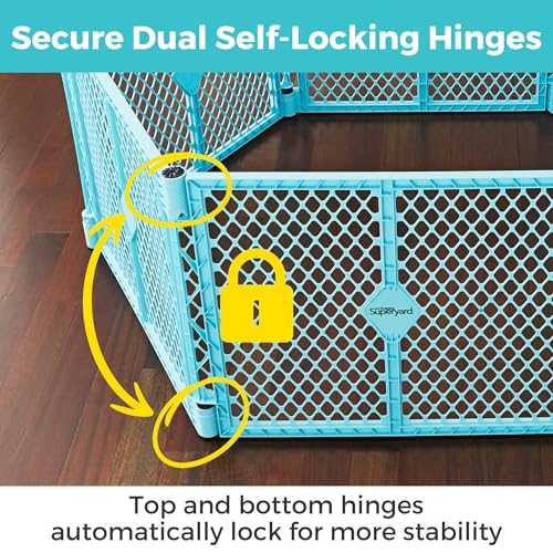 Toddleroo by North States - Superyard Baby Play Yard: Freestanding 6 Panel Baby Playpen - Indoor or Outdoor Use - Made in USA - Encloses Up to 18.5 Square Feet - 26 Inches Tall - Aqua - color: Aqua, size: 26 Inch