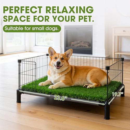 Artificial Grass Turf Grass for Dogs & Outdoor Use, Realistic Fake Lawn Grass for Patio, Garden, Balcony, Durable Turf for Indoor Outdoor Mats (23.6 x 19.7 in) - size: 23.6 x 19.7 in(For Small Dogs)