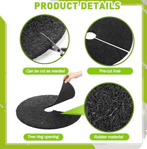 Peryiter 6 Pcs Rubber Mulch Tree Ring, Heavy Duty Rubber Mulch Mat, Tree Protector Weed Barrier Mats, Round Root Barrier for Root Protection Weed Grass Control (20 Inches) - style: 20 Inches