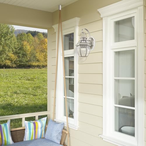 Livex Lighting 2051-91 Monterey 1 Light Outdoor Brushed Nickel Finish Solid Brass Wall Lantern with Clear Beveled Glass - color: Brushed Nickel