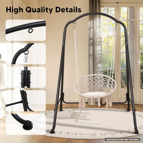 SUNCREAT Hammock Chair Stand, Heavy-Duty Steel Swing Stand, 400lbs Capacity, Multi-Use Hanging Chair Stand for Outdoor Indoor, Hammock Chair not Include, Black - color: Black-Artistic