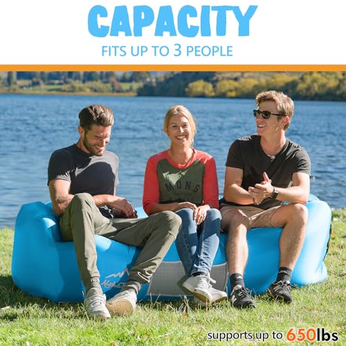 AlphaBeing Inflatable Lounger Beach Chair Accessories, Air Sofa Hammock Inflatable Couch for Camping Backyard Lakeside with Compression Sacks, Ideal Outdoor Gifts for Adults - color: Aqua Blue