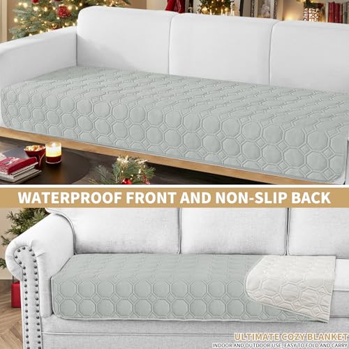 ZNSAYOTX Ultimate Cozy Blankets (30"x70") 100% Waterproof Sofa Mat Blanket for Dog Pets, Bed Couch Protector with Non-Slip Back Washable Durable, Pee Scratch Proof Easy to Clean (Light Grey) - color: Light Grey, size: 30x70 Inch