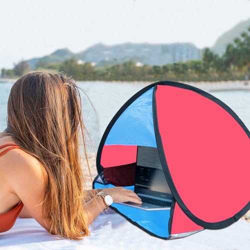 Mini Pop Up Beach Tent, Automatic Instant Mini Dog Tent for Dog Shade & Head Canopy, Laptop Shade for Working Outside, Portable Lightweight Mini Pop Up Canopy for Camping Hiking Picnic (Blue-Red) - color: Blue-Red