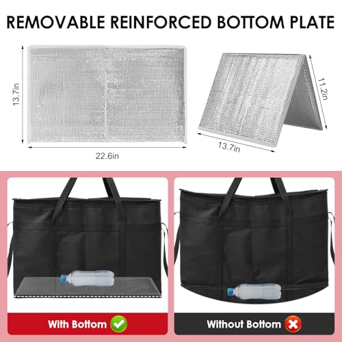 3-Pack XXXL Insulated Bags for Food Delivery with Removable Hard Bottom, Large Capacity & Heavy-Duty Catering Bag, Foldable & Reusable, Grocery Bags for Catering, Shopping, Travel