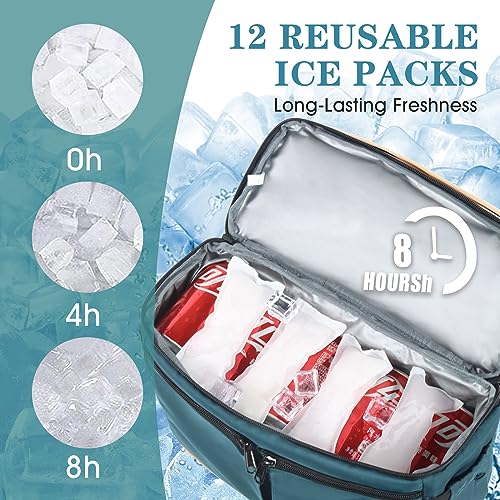 Scothen Backpack Cooler with Double Decker & 12 Ice Packs- Keeps 36 Cans Cold for Up to 24 Hours- Waterproof & Leak Proof Insulated Cooler Backpack- Stylish Cooler Bookbag for Women Travel Work Beach - color: Green