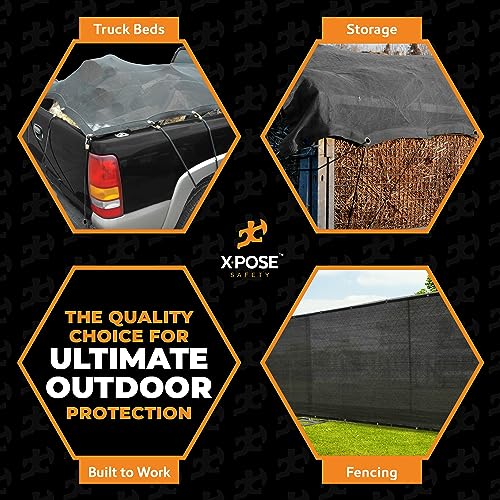 Xpose Safety Heavy Duty Mesh Tarp – 10’ x 16’ Multipurpose Black Protective Cover with Air Flow - Use for Tie Downs, Shade, Fences, Canopies, Dump Trucks – Tear Resistant - color: Black, size: 10' X 16'