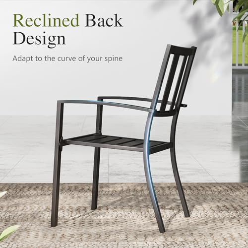 Sophia & William Round Patio Table and Chairs Set, Outdoor Dining Set for 4, 5 Piece Metal Patio Furniture, 42" Black Table(Stripe) - color: Stripe, size: 42" Dia
