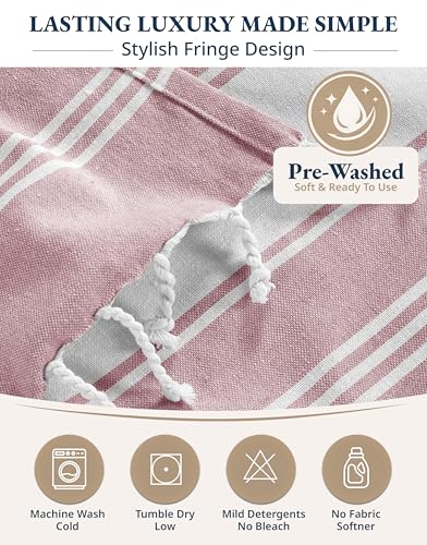 LANE LINEN Beach Towels for Women, Large Beach Towels Oversized, Pre-Washed, No-Shrink Sand Free, Quick Dry, Lightweight Travel Towel,Soft Beach Bath Towel, 39"x71" - Cashmere Rose - color: 26: Cashmere Rose, size: Pack of 1