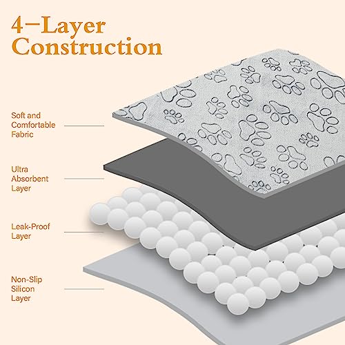 Qeils Reusable Puppy Pads, 34"x 36" 4 Pack Washable Pee Pads for Dogs, Waterproof Non Slip Wee Wee pad, Absorbent and Leakproof Training Mats for Potty, Crate, Playpen, Bed, Sofa - size: 34x36(pack of 4)