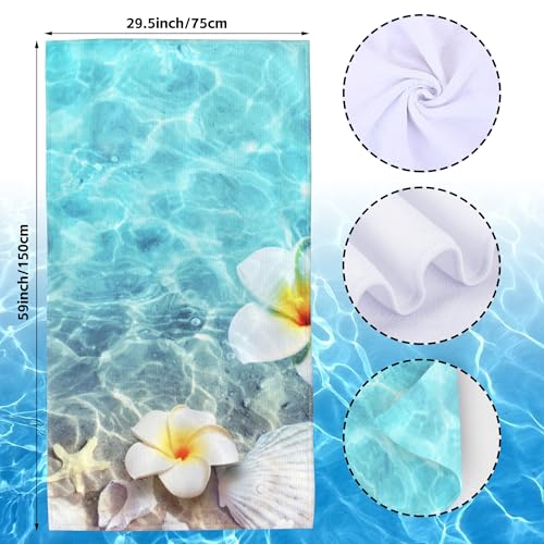 Starfish Beach Towel,Starfish Seashell and Flower on Sea Beach Lightweight Compact Sand Free Quick Dry Oversized Pool Swimming Towels for Girls Women Adults,29.5"×59" - color: Starfish Seashell and Flower on Sea Beach