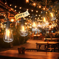 FOOMAN LED Outdoor String Lights, 240FT Outside Waterproof Patio Lights with 120+4 Shatterproof ST38 Edison Bulbs, 2700K Warm White Hanging Light, Dimmable Light for Backyard Garden Bistro Party Cafe - size: 240FT