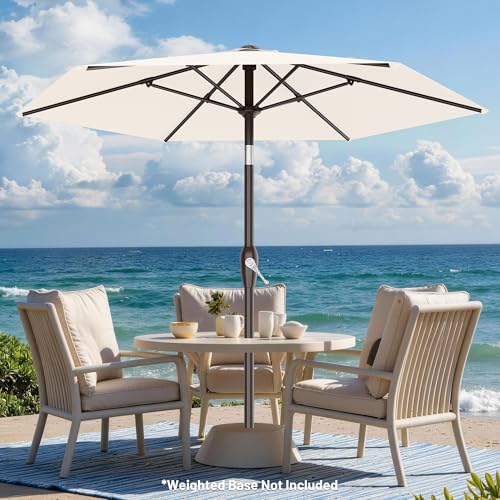 AreShark 7.5FT Patio Umbrella Table Market Umbrella with 6 Sturdy Ribs, Button Tilt/Crank, Heavy-Duty Outdoor Umbrellas for Pool, Deck, Garden and Backyard, Cream White - color: Cream White, size: 7.5FT