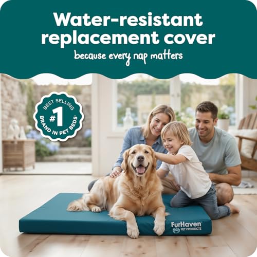 Furhaven Replacement Dog Bed Cover Water-Resistant Indoor/Outdoor Logo Print Oxford Polycanvas Mattress, Washable - Deep Lagoon, Jumbo (X-Large) - color: Deep Lagoon, size: Jumbo (X-Large) (Pack of 1)