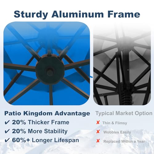 12FT Cantilever Umbrella with Base Large Curvy Outdoor Aluminum Offset Umbrella w/ 360° Rotation, UV Resistant Canopy for Patio, Garden, Backyard, Royal Blue - color: Royal Blue, size: 12FT