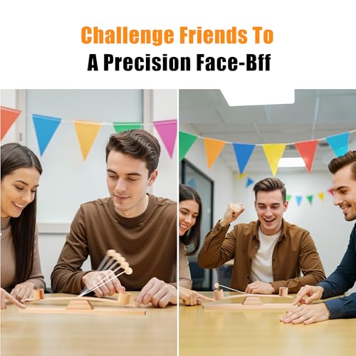 Ring Toss Game, Portable Wooden Tabletop Game for Teens & Adults, Skill Development & Dexterity Challenge, Office Desk Travel Party Camping Game Night Fun