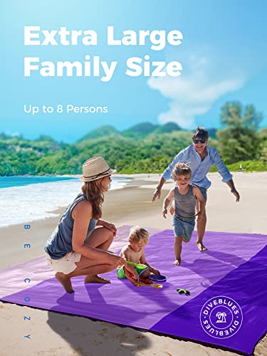 OCOOPA Extra Large Beach Blanket, Sand Free, Large Oversized Camping Mat, Comfortable Parachute Nylon, Cozy& Chic, Compact& Light, 4 Stakes&1 Travel Bag, S09 - color: Purple, size: XX-Large(1-8 persons)