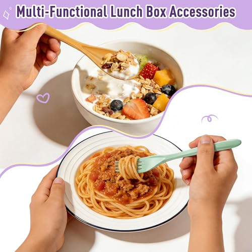 Quatish Reusable Travel Utensils with Case,3 Sets of Camping Utensils,Portable Wheat Straw Utensil (Knife, Fork, Spoon) for Lunch Box,Kitchen, Travel, Picnic & Daily Use - Easy to Clean (Multi-Color)