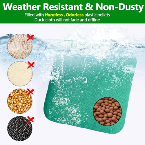 EunHo Cornhole Bags Set of 8 Regulation Size & Weight Corn Hole Bean Bags Official Professional All Weather for Tossing Game with Carry Case - color: Green/Brown
