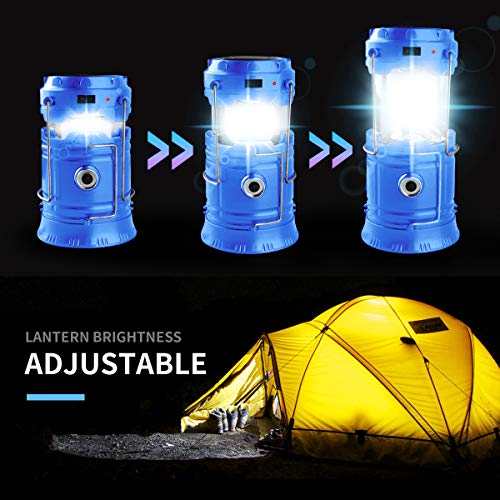 Censinda LED Camping Lantern, Solar and Rechargeable Lantern Flashlight Collapsible and Portable Light for Daily/Camp/Hiking/Night Fishing/Emergency/Hurricanes/Storm(Blue, 1 Pack) - style: Blue