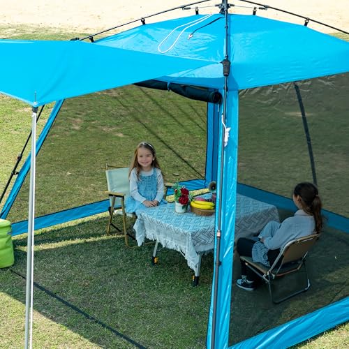 Pop Up Screen House Gazebo 8.2'x8.2'x75'' – Instant Portable Canopy with Mosquito Netting & UPF Sun Protection, Tool-Free 1-Minute Setup, Foldable Outdoor Tent for Backyard, Camping, Garden.Blue - color: Blue