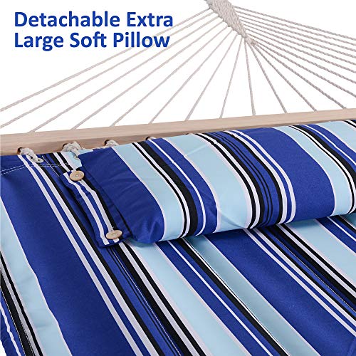 SUNCREAT Two Person Hammock with Stand Heavy Duty, Free Standing Hammocks Outdoors for 2 Person, Max 475lbs Capacity, Blue Stripes - color: Navy&light Blue, size: 12 ft Stand