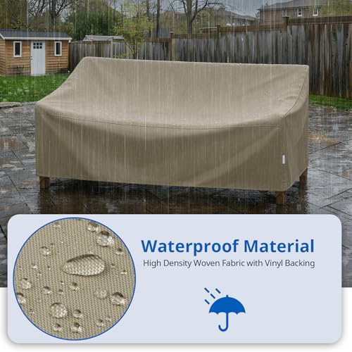 SunPatio Outdoor Couch Cover 80 Inch, Heavy Duty Waterproof 3-Seater Patio Sofa Cover with Seam Taped, Fade & Wind & Rip Resistant, 80" W x 36" D x 30" H, Taupe - size: 80" W x 36" D x 30" H