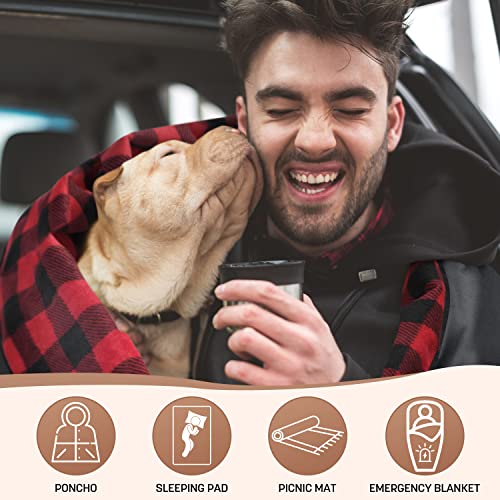 Tirrinia Waterproof Outdoor Blanket with Sherpa Lining, Windproof Triple Layers Warm Comfy Foldable for Camping Stadium, Beach, Picnic, Grass, Concerts, Car, Dog, 51''X 59'' & 59''X 80'' - color: Red Plaid - No Sherpa (Fleece Only), size: 51” x 59”