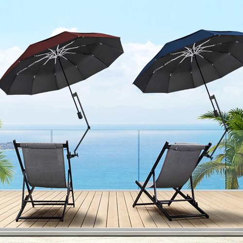 XLINGZA UPF 50+ Beach Umbrella with Adjustable Universal Clamp - style: Double Layer/Manual/XL