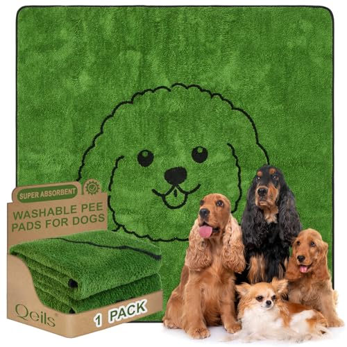 Qeils Reusable Puppy Pads, Extra Large Washable Pee Pads for Dogs Durable Absorbent Leakproof Dog Training Pads for Floor,Couch, Bed, Non-Slip Wee Wee Pads Potty Pads 72"x72" - size: 72"x72"(Pack of 1)