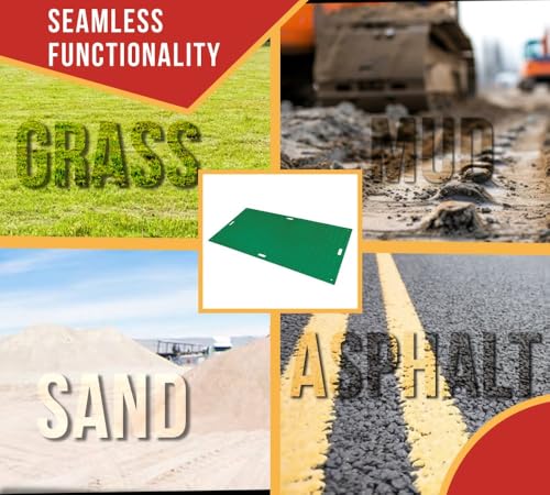 Mytee Products 4' x 8' Green Ground Protection Mats with Double Sided Diamond Plated Tread Design - High-Density Polyethylene Mat, Easily Supports 120 Ton Loads on Lawns, Dirt, and Any Other Areas - color: Green, size: 1 - Pack