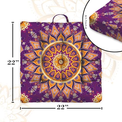 Mandala Meditation Cushion, Boho Meditation Mat, Meditation Pillows for Sitting on Floor, Cushions for Sitting in Home and Outdoor, Square Floor Pillow Cushion Seating for Yoga Accessories 22'' X 22'' - color: 10.mandala Meditation Cushion-1, size: 22x22