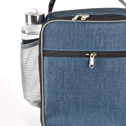 Navy Blue Insulated Lunch Bag, Leakproof Portable Cooler Box with Handle for Men, Women, Boys, Girls, 10.2" L x 4.3" W x 8.6" H - color: Navy Blue