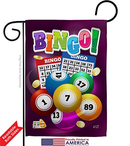 Bingo Garden Flag Set Wall Hanger Interests Game Bunco Night Dice Poker Hobbies Leisure Activity Small Decorative Gift Yard House Banner Double-Sided Made In USA 13 X 18.5 - size: Garden Flag Set 13"x 18.5" w/ Wall Hanger